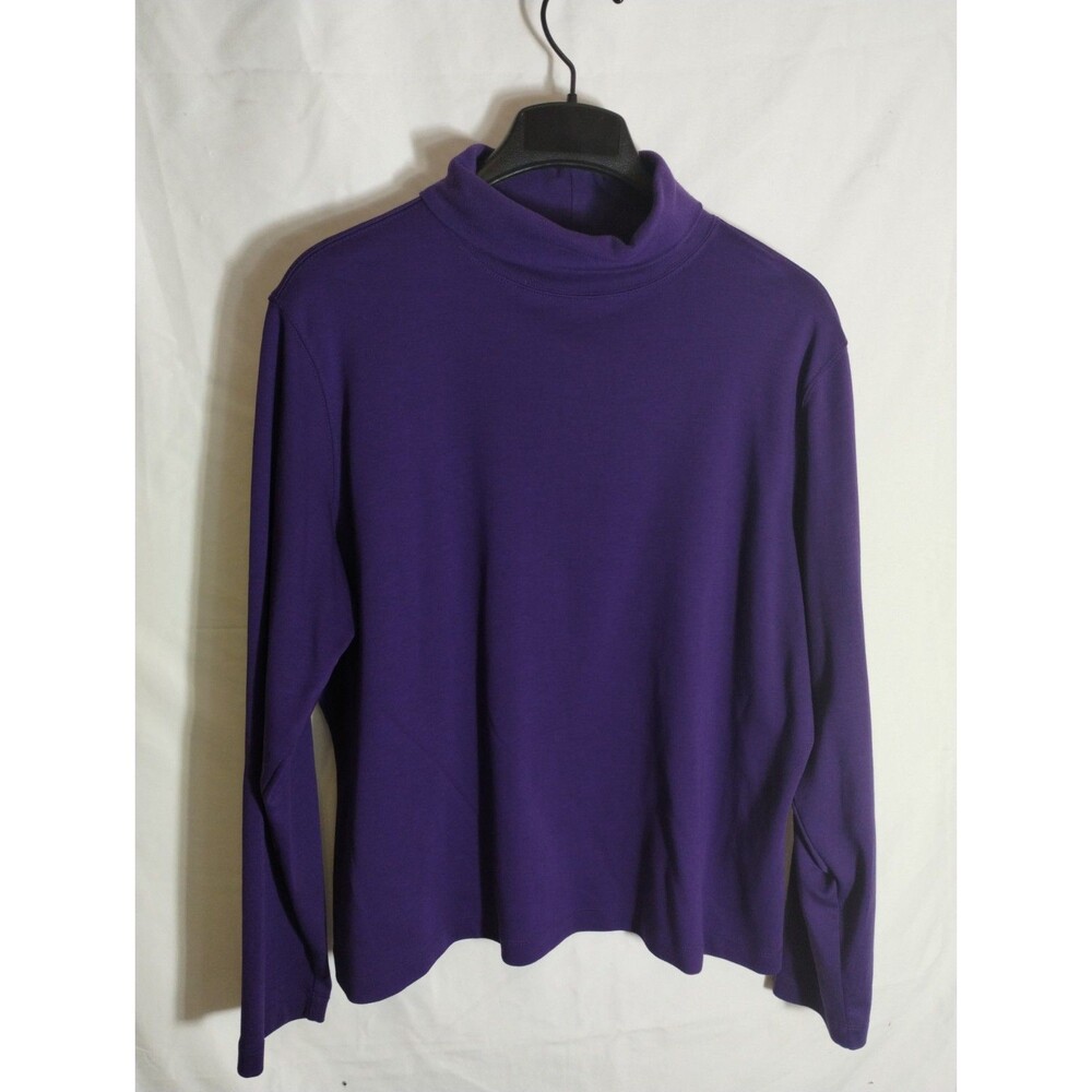 Westbound Essentials Women XL Purple Mock Neck Top Long Sleeve Stretch Knit...